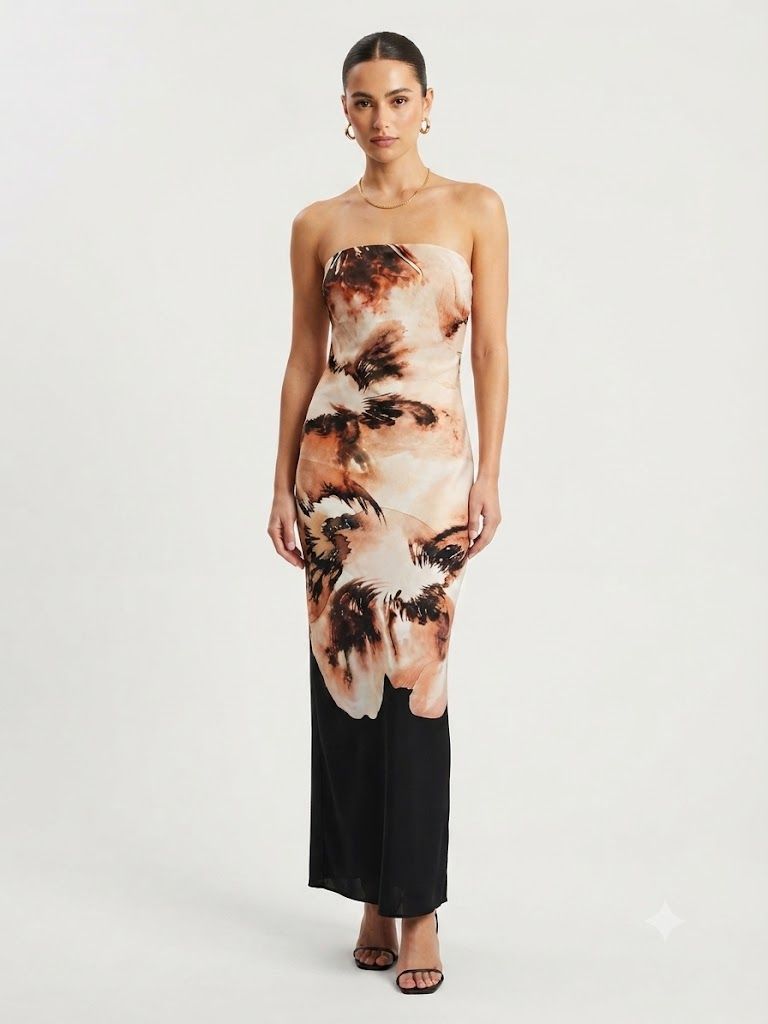 Ethereal Constrast Strapless Dress